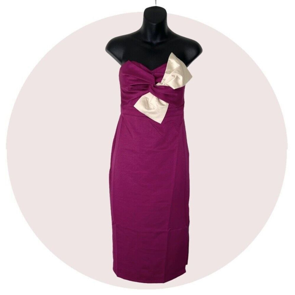NEW Anthropologie‎ Lulumari Strapless Tie Bow Dress Women's Medium Retro Hoco